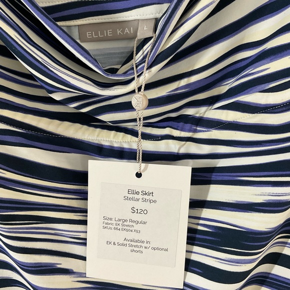 Casual stretch Ellie Kai skirt in contrasting shades of blue stripe &white large - Picture 5 of 8